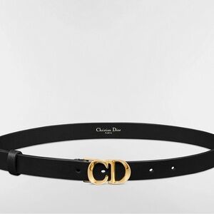 Dior Women's Black Belt with Gold Buckle